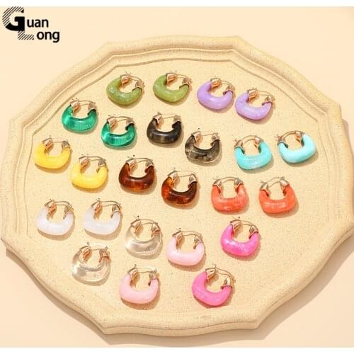 Guanglong New Fashion Charms Colorful Statement Earrings 2021 Korean Resin Acrylic Earring For Women Girl Gifts Travel Jewelry