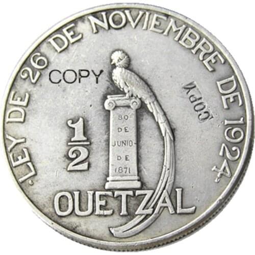 Guatemala 1925 1/2 Quetzal Silver Plated Copy Coin