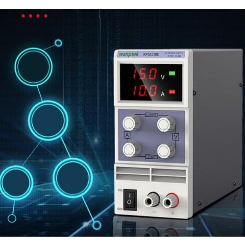 Wanptek KPS1510D Adjustable Variable Portable Mini DC Switching Power Supply Output 0-15V 0-10A Support AC110-220V