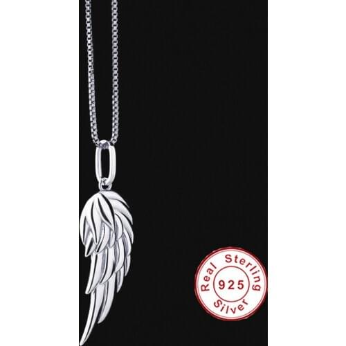 Personality Silver Gold Rose Gold 925 Sterling Silver Feather Chain Pendant Hells Angels Pendants Necklace Jewelry