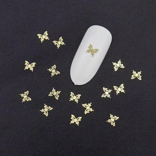 Nail Art Tool Thin Metal Sheet Nail Jewelry Silver Gold Patch Alloy Bear Hollow Mini Butterfly Cat Pendant DIY Acces Wholesale