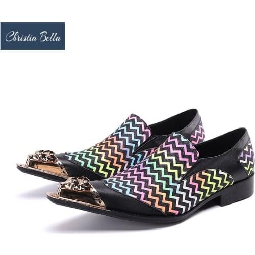 Christia Bella Italian Formal Men Shoes Genuine Leather Male Party Dress Shoes Pointed Toe Business Shoes Big Size Footwear