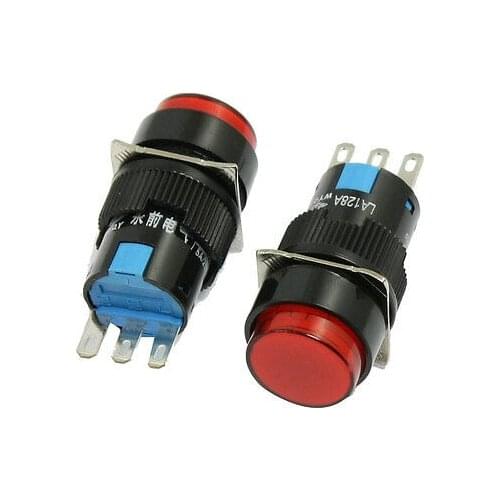 Red Round Cap 1NO 1NC Momentary Push Button Switch AC 250V 5A