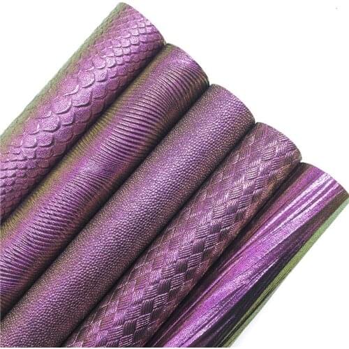 LEOsyntheticoDIY Purple Iridescent Faux Synthetic Leather Vinil Fabric Vinyl Leather Sheets For DIY Bows 21X29CM R087