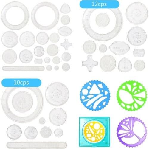 Kids Drawing Practice Ruler with Hollow Design for Kids Preschool Toy Plastic Multiple Shape Ruler