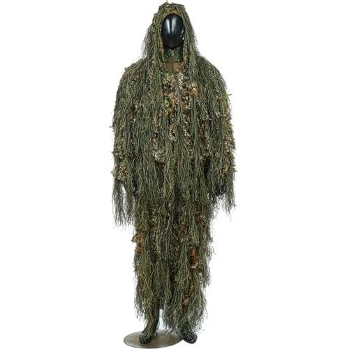 Ghillie Suit Hunting Woodland 3D Bionic Leaf Disguise Uniform Cs Camouflage Suits Set Sniper Jungle Train Hunting Cloth
