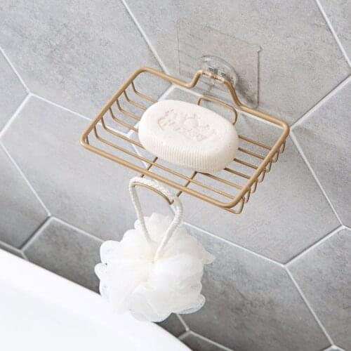 OTHERHOUSE Iron Wall Mounted Soap Dish with 1Hook Hanger Soap Holder Bathroom Soaps Tray Storage Shelf Box Shower Caddy