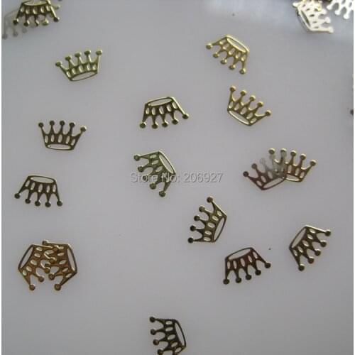MS229-2 100pcs Gold Cute Crown Metal Sticker Nail Art Metal Sticker Nail Art Decoration Non-adhesive Sticker