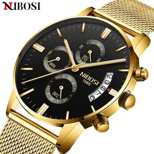 NIBOSI Mens Fashion Minimalist Wrist Watches Analog Date Classic Luxury Business Casual Watches Waterproof Milanese Mesh Band