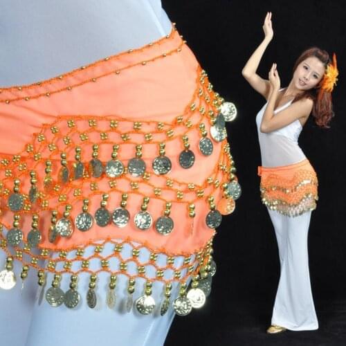 2018 Hot Belly Dance Hip Scarf Belt 158pcs Golden Coin 13 Colors