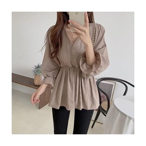 New Spring Vintage Cotton Shirt Female Oversize Womens Long Sleeve Girls Blouse Summer Plus Size Women Blouses Femme Blusas