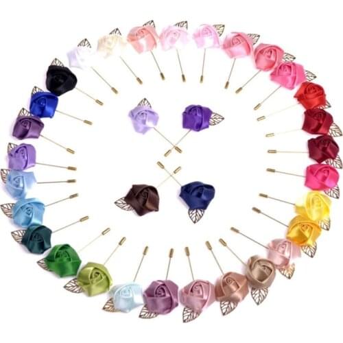 New 15 Pcs Flower Lapel Pins Needle Brooch Boutonniere Corsage Pin Set for Suit Wedding Groom, Party, Office