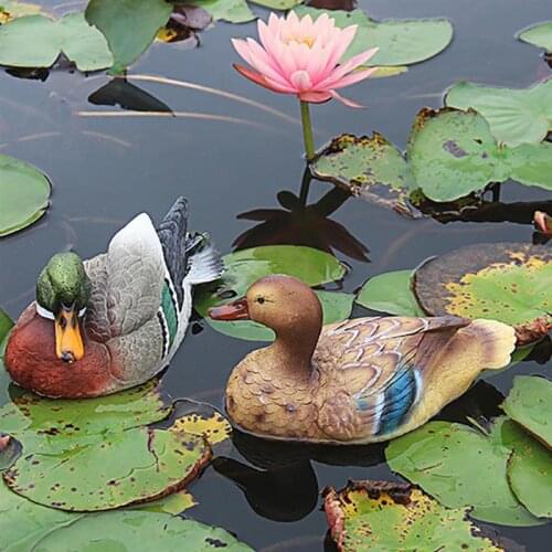 Mandarin Duck Statue Hunting Shooting Decoy Outdoor Tank Animal Sculptures Home Garden Lawn Ornaments Garden Pool Pond Decors
