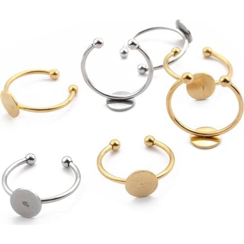 10pcs Stainless Steel Ring Base 8mm Blanks Tary Base Bezels For Rings Making Diy ring Jewelry Making Accessories