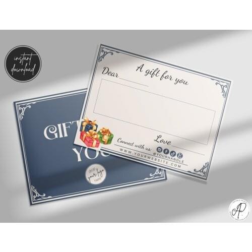 Personalized gift card template, add your logo,Business package,Printable Order insert,Instant download,Gift certificate,diy Gif