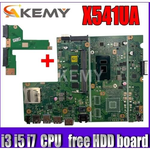 Akemy free HDD board For Asus X541UJ X541UV X541UVK X541UQ X541UQK X541UA X541UAK X541U Laptop motherboard mainboard i3 i5 i7