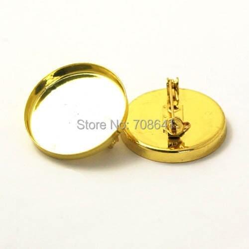 Blank Brooches Pins Bases Round Deep Wall Bezel Cups Back Pin Cameo Cabochons Settings DIY Findings Multi-color Plated Wholesale