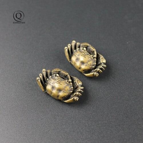 Retro Vintage Small Crab Keychain Pendants for Necklace DIY Keyring Accessories Copper Animal Key Chain Hanging Fashion Jewelry