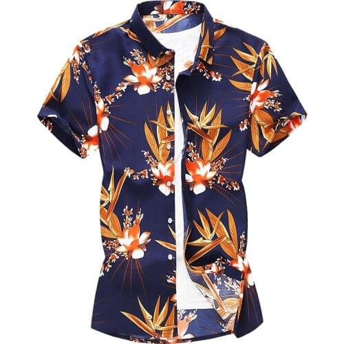 Men Fashion printed Hip hop Short sleeve shirts Summer floral Hawaiian vacation Party casual shirt camisa masculina 5XL 6XL 7XL