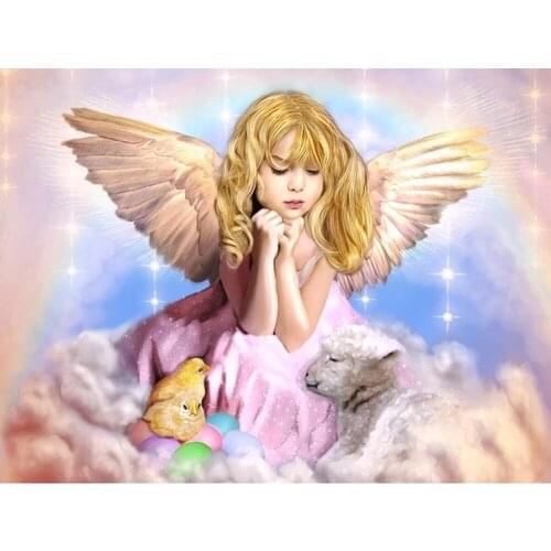 Wen Zuan 5D Diamond Painting“ Little Angel ”Full Square/Round Diamant Mosaic Girl Rhinestones Cross Ctitch Kits Child Gift 30X40