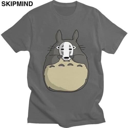 Funny My Neighbor Totoro Tshirt Man 100% Cotton Japanese Animation No Face Studio Ghibli Spirit Tee Short Sleeve Printed T-shirt