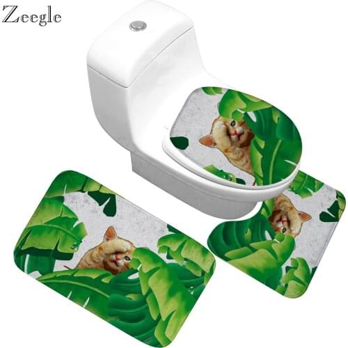 Zeegle Bath Mats Bathroom Rug Set 3pcs Bath Decor Bathroom Carpet Absorbent Toilet Mat Bath Rugs Non-slip Shower Mat