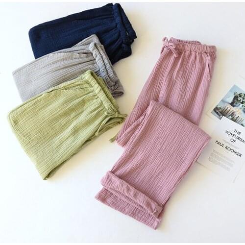 Women Men Solid Color Cotton Lounge Trousers 2021 Autumn Plus Size Home Pants Female Elastic Waist Homewear Mens Pajama Pants
