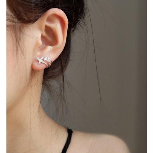 Fashion Womens Ear Stud Earrings South Korea Sweet Style Lady Jewelry Cool Brinco Small Shine Star Earrings