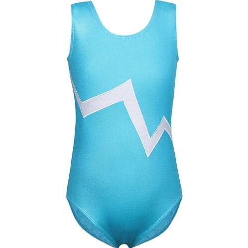Girls Shiny Gymnastics Leotards Sleeveless Blue Flexible Ballet Dancesuit Leotards Dress Professional Cloth