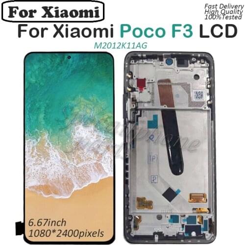 AMOLED For Xiaomi POCO F3 LCD Display With Frame Touch Panel Screen digitizer For Xiaomi POCO F3 M2012K11AG Pantalla