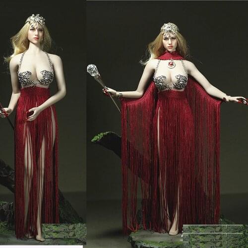 1/6 Custom The goddess of fire Skirt Dress with white drill flower silver cane F 12 "Female Figure Doll