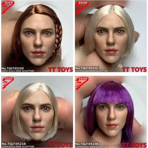 1/6 Scarlett Johansson Head Sculpt Carving TQ210523 Fit 12'' Action Figure Body Dolls