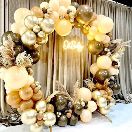 102pcs/lot Coffee Brown Balloons Arch Kit Skin Color Latex Garland Balloons Baby Shower Supplies Backdrop Wedding Party Decor