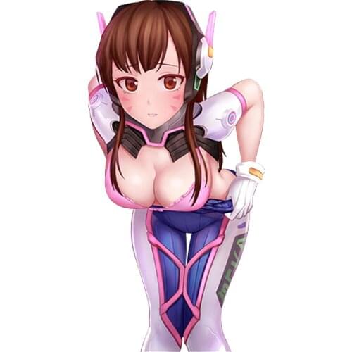 13cm Car Styling Sexy beauty Super Overwatch DVa Hana Song Anime JDM Anime Car Window Decal Car Sticker