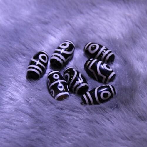 2pcs/lot Eyes Black Fat Tibetan Mystical Stone Dzi Spherical Necklace, Tibetan Loose Dzi Beads Loose Gems Stone Gate Beads