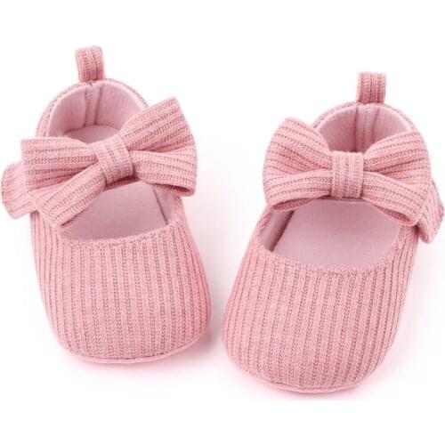 2021 Spring Baby Shoes Newborn Infant Baby Girl Boy Soft Crib Shoes Infants Anti-slip Sneaker Solid Bow Prewalker 0-18M