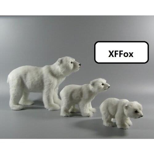 3 pieces a lot simulation white polar bear models polyethylene&furs white bear dolls gift about 15cm, 20cm, 30cm xf2360