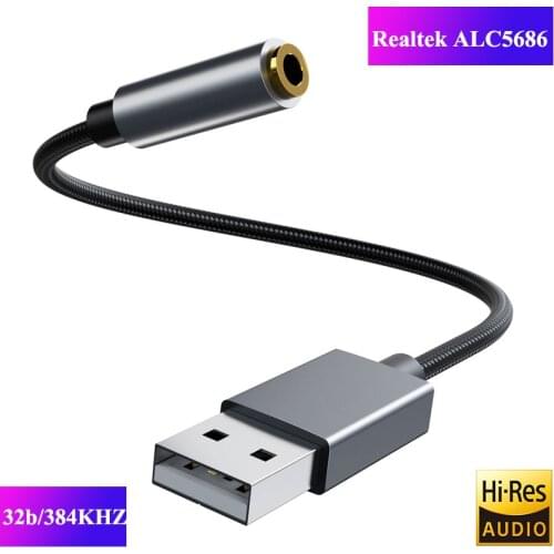 ALC4050 USB to 3.5mm Jack Audio Adapter Sound Card External 3.5mm to USB DAC Headset Converter for PS4 Computer USB Sound Card