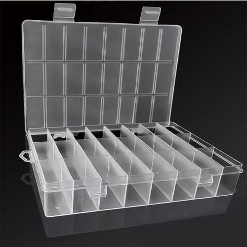 Household 24 Grid Compartment Plastic Storage Box Parts Box Jewelry Earring Bead Screw Holder Case Display Organizer Container