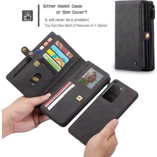 Case For Galaxy S20 Note20 Ultra Note 20 10 Plus S20+ Retro Card Cash Slots Wallet Detachable Leather Wireless Charging Cover