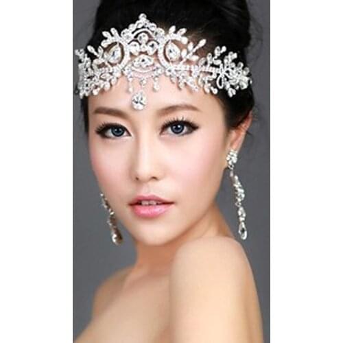 KMVEXO Gold Bridal Luxury Teardrop Rhinestone Crystal Leaf Shape Tiara Crown Women Bridal Wedding Party Hair Jewelry Headpieces