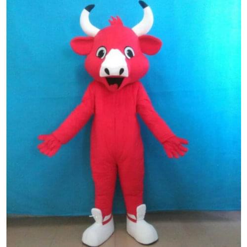 Red The Bull Mascot Costume Suit Cosplay Christmas Party Game Dress Adult Unisex Interesting Funny Cartoon Character Clothing