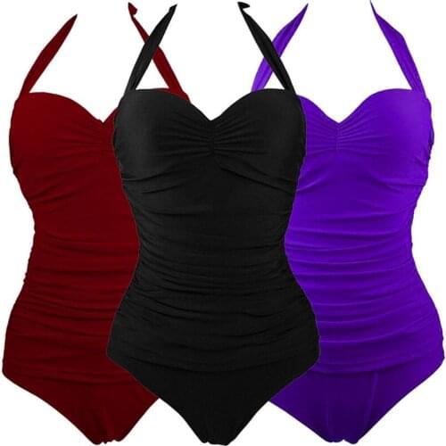 LEOSOXS Women Summer Stretch Swimsuits Beach Swimming Sexy Solid Color One Piece Bathing Suit Swimsuits Push Up Ladies Swimsuits