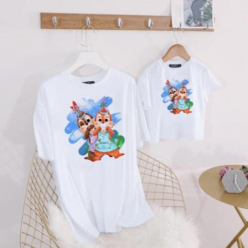 Hot Sale Cartoon Family T Shirts Chip and Dale Printed Summer Short Sleeve Graphic Matching Family Clothes Outfits Family Tops