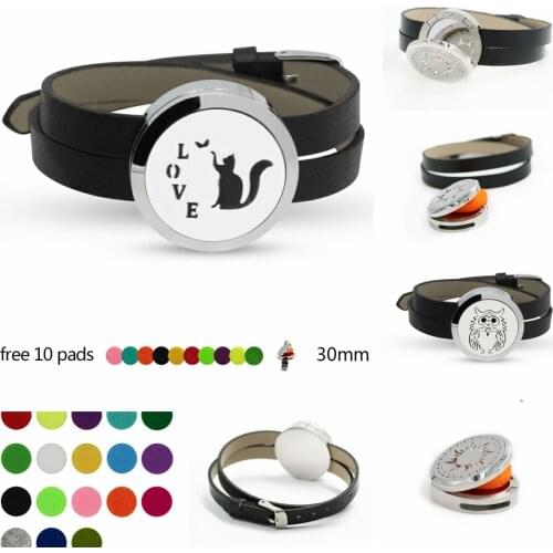 Magnetic Love cat Stainless Steel Locket wrist Bracelet Diffuser locket Perfume bracelet can be wrapped two laps with 10 Pads
