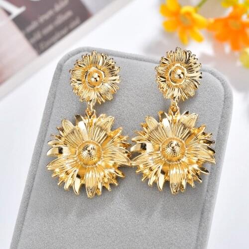 MESTILO 2019 Punk Plant Flower Earrings Vintage Fashion Exaggerated Metal Dangle Earrings For Alloy Earrings Jewelry Gift Brinco