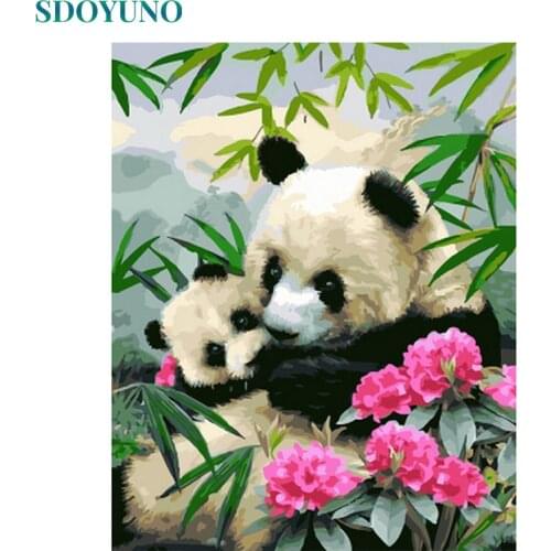 SDOYUNO 60x75cm Coloring By Numbers Kits Panda Frame Painting By Numbers DIY Animals Handpaint Home Decor Painting On Canvas
