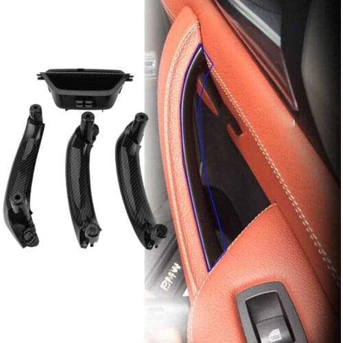 Interior Door Pull Handle Trim Cover Carbon Fiber Style Fit for X3 X4 F25 F26 2010-2017 car styling