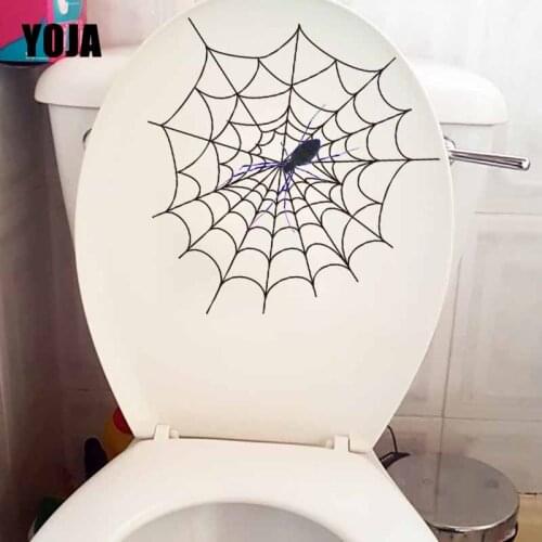 YOJA 22.2X23.3CM Simple Geometric Elements Spider Web Art Wall Sticker Home Decor Toilet Seat Decal T5-1155