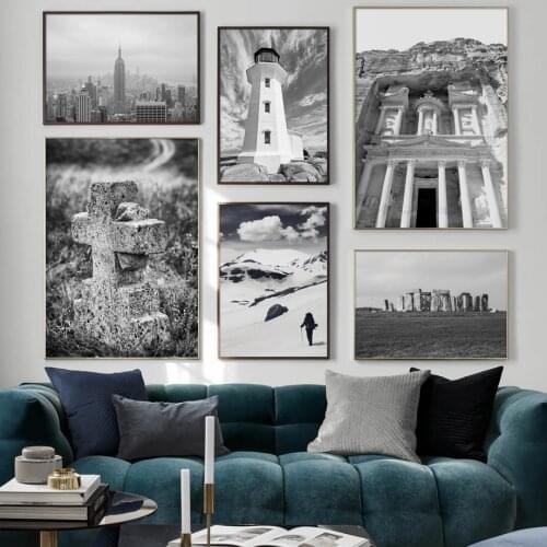Bridge Lighthouse Taj Mahal New York City Wall Art Canvas Painting Nordic Posters And Prints Wall Pictures For Living Room Decor